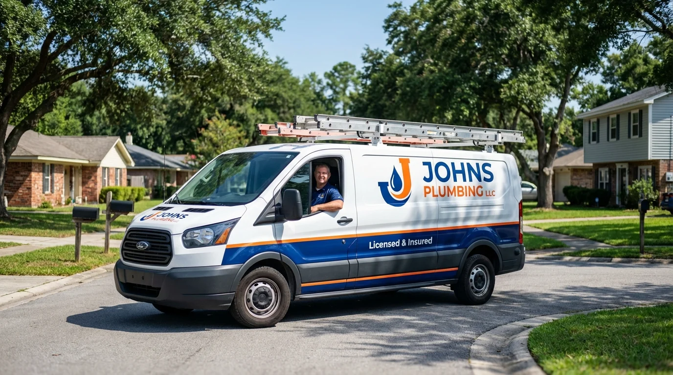 Johns Plumbing LLC service van in Hayes Center, NE